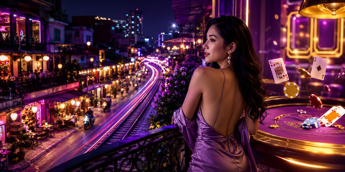 Người chơi tham gia cá cược bài tại Hà Nội trong không gian đèn neon rực rỡ