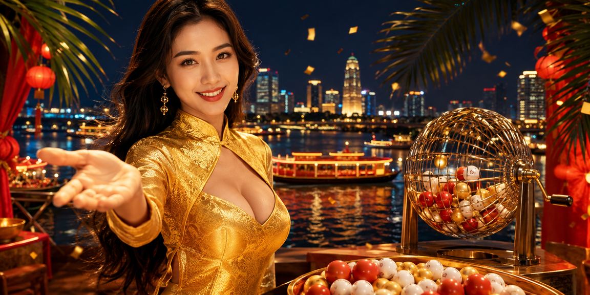 Phụ nữ mặc áo dài bên bờ sông Mekong đang xem kết quả xổ số trên điện thoại
